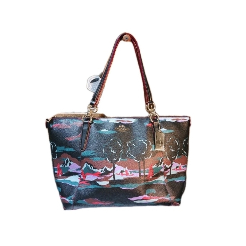 Authentic Coach  Ava Tote Bag, Landscape Print Coated Cancas Rare